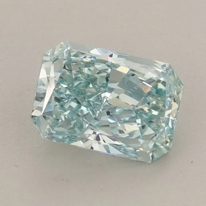 0.95ct RADIANT Fancy Vivid Greenish Blue VS1 Coloured Lab diamond