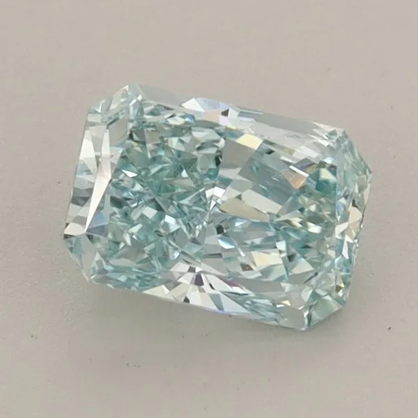 0.95ct RADIANT Fancy Vivid Greenish Blue VS1 Coloured Lab diamond
