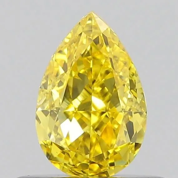 0.52ct PEAR Fancy Vivid Yellow VS1 Coloured Lab diamond