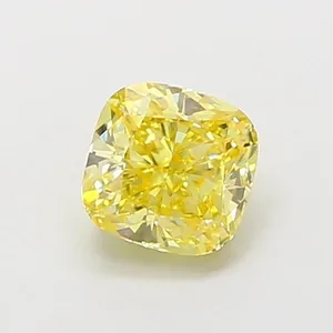 1ct CUSHION Fancy Vivid Yellow VS1 Coloured Lab diamond