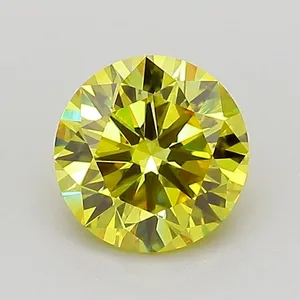 0.96ct ROUND Fancy Vivid Yellow VVS2 Coloured Lab diamond
