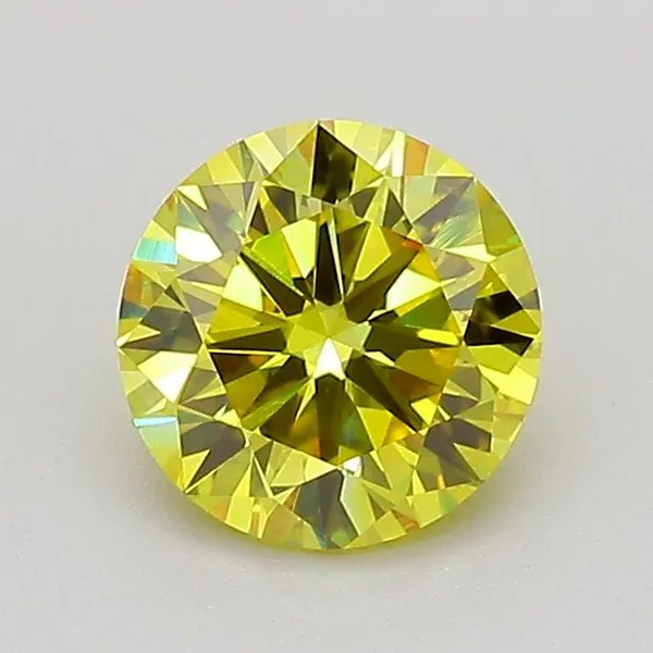0.96ct ROUND Fancy Vivid Yellow VVS2 Coloured Lab diamond