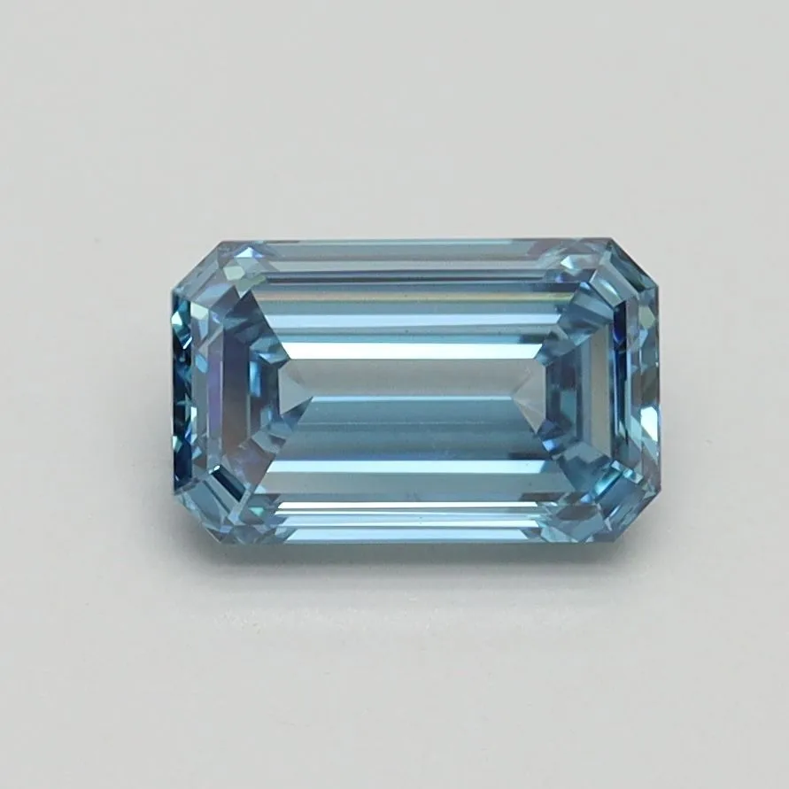 1.02ct EMERALD Fancy Vivid Blue VVS2 Coloured Lab diamond