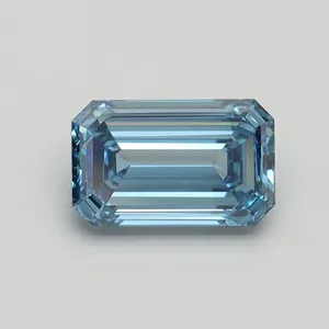 1.02ct EMERALD Fancy Vivid Blue VVS2 Coloured Lab diamond