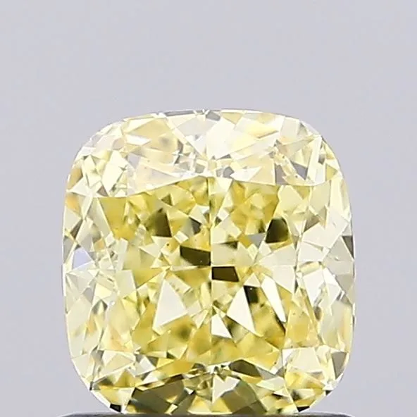 0.81ct CUSHION Fancy Intense Yellow VS1 Coloured Lab diamond