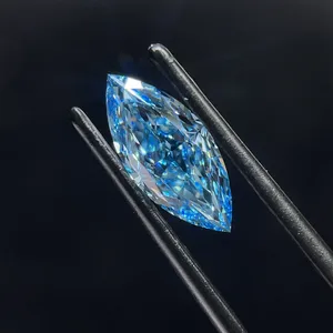 1.76ct MARQUISE Fancy Vivid Blue VVS2 Coloured Lab diamond