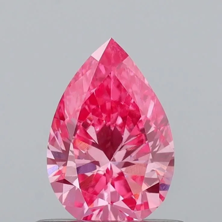 0.58ct PEAR Fancy Vivid Pink VVS2 Coloured Lab diamond