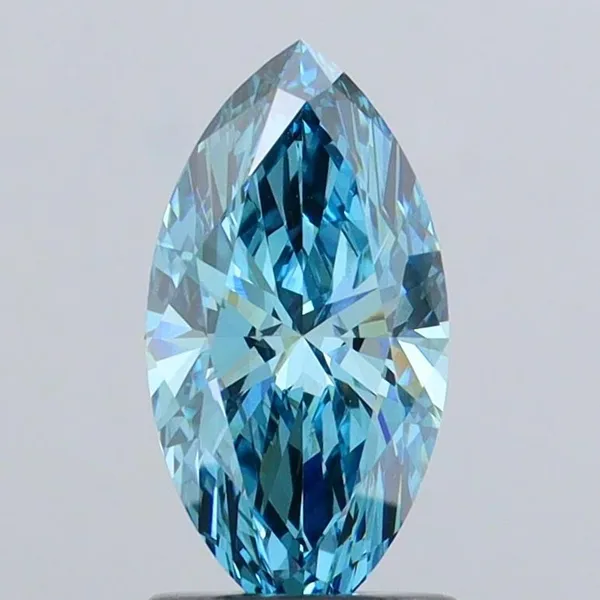 1.6ct MARQUISE Fancy Vivid Blue VVS1 Coloured Lab diamond