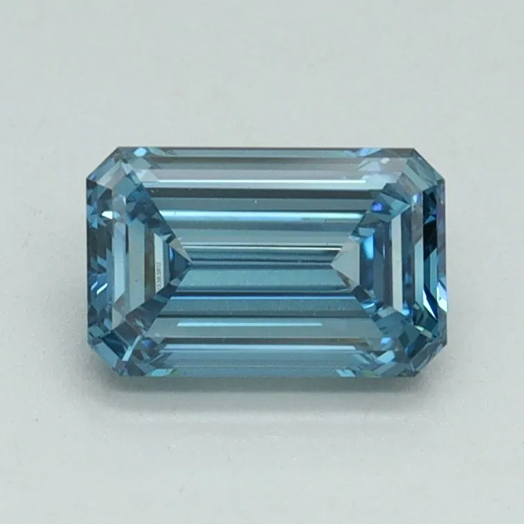 0.90ct EMERALD Fancy Vivid Blue VS1 Coloured Lab diamond