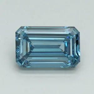 0.9ct EMERALD Fancy Vivid Blue VS1 Coloured Lab diamond