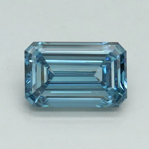 0.9ct EMERALD Fancy Vivid Blue VS1 Coloured Lab diamond
