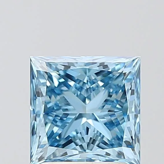 2.04ct PRINCESS Fancy Vivid Blue VVS2 Coloured Lab diamond