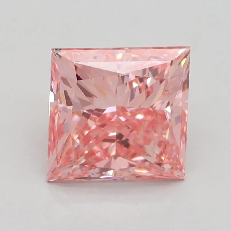 1.81ct PRINCESS Fancy Vivid Pink VS2 Coloured Lab diamond