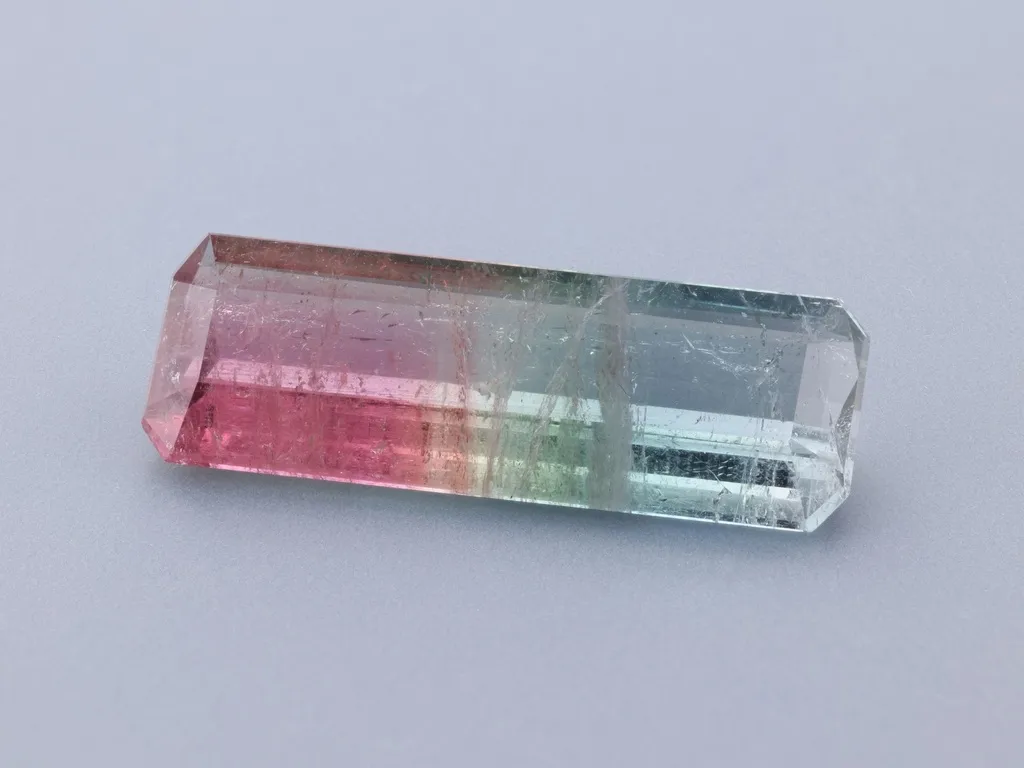 7.4ct Parti Tourmaline, Emerald Cut gemstone