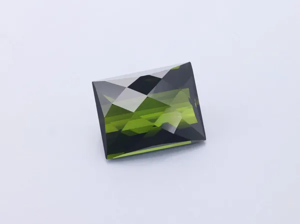 3.17ct Green Tourmaline, Chequerboard cut gemstone