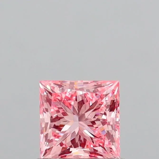 0.98ct PRINCESS Fancy Vivid Pink VS1 Coloured Lab diamond