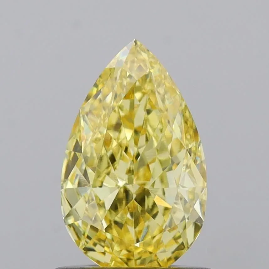 0.96ct PEAR Fancy Intense Yellow VVS2 Coloured Lab diamond