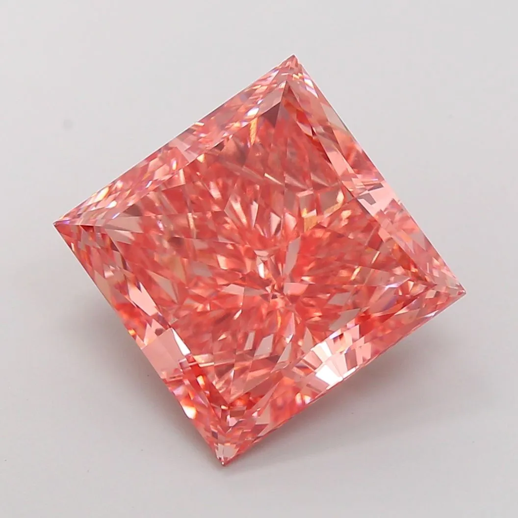 15.10ct PRINCESS Fancy Vivid Pink VS2 Coloured Lab diamond