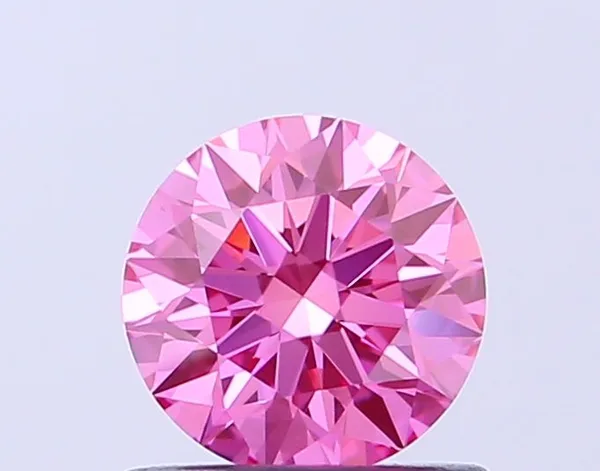 0.66ct ROUND Fancy Vivid Pink VVS2 Coloured Lab diamond