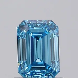 1.06ct EMERALD Fancy Vivid Blue VVS2 Coloured Lab diamond