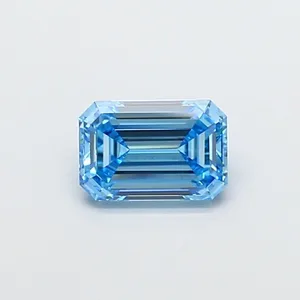 1.51ct EMERALD Fancy Vivid Blue VS2 Coloured Lab diamond