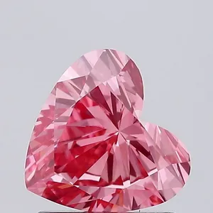 0.84ct HEART Fancy Vivid Pink VVS2 Coloured Lab diamond
