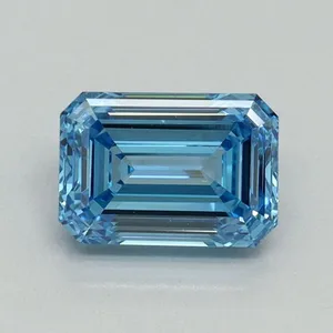 1.09ct EMERALD Fancy Vivid Blue VVS2 Coloured Lab diamond