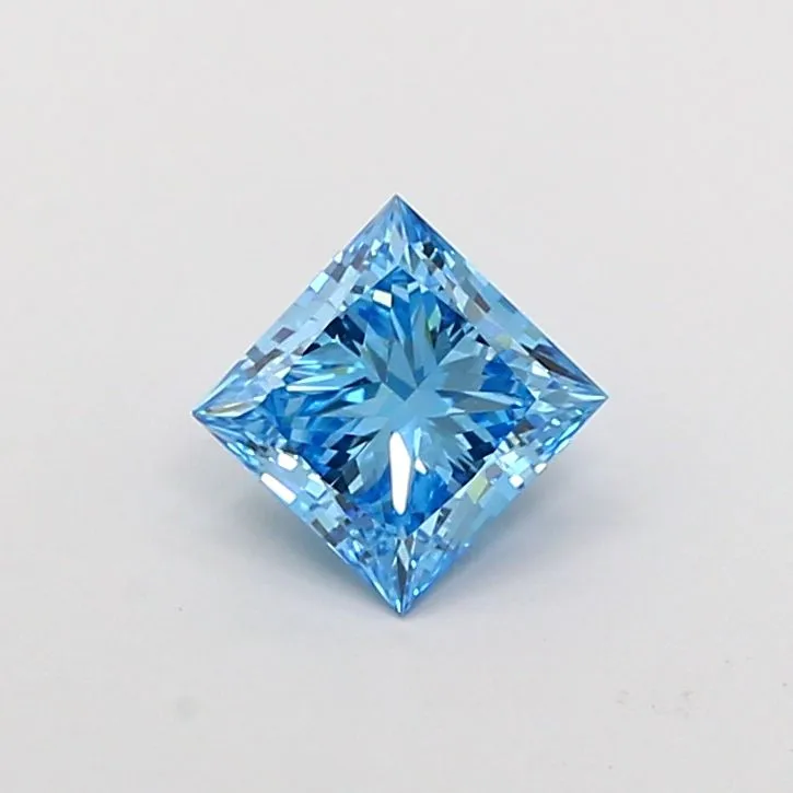1.00ct PRINCESS Fancy Vivid Blue VVS2 Coloured Lab diamond