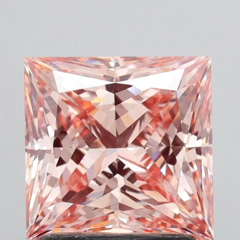 2.04ct PRINCESS Fancy Intense Brownish Pink VVS2 Coloured Lab diamond