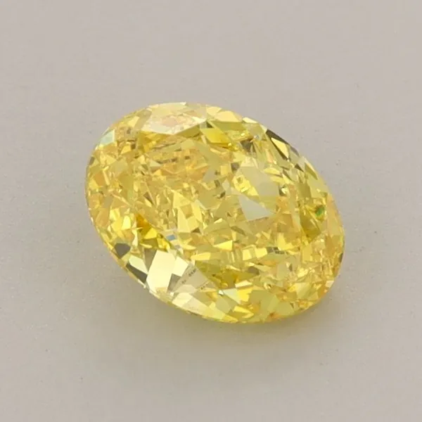 0.8ct OVAL Fancy Vivid Yellow VVS2 Coloured Lab diamond