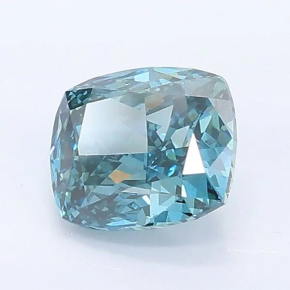 1.23ct CUSHION Fancy Vivid Greenish Blue VS2 Coloured Lab diamond