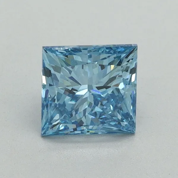 1.01ct PRINCESS Fancy Vivid Blue VS2 Coloured Lab diamond