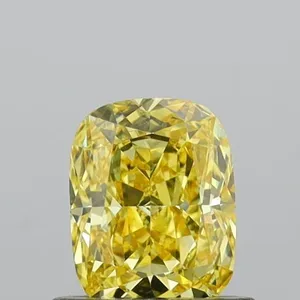 0.65ct CUSHION Fancy Vivid Yellow VVS2 Coloured Lab diamond