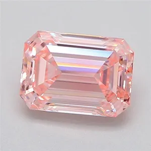 0.76ct EMERALD Fancy Vivid Pink VVS2 Coloured Lab diamond