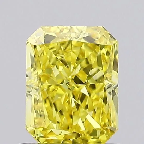 0.81ct RADIANT Fancy Vivid Yellow VVS2 Coloured Lab diamond