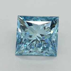 1.53ct PRINCESS Fancy Vivid Blue VS2 Coloured Lab diamond
