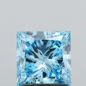 1.9ct PRINCESS Fancy Vivid Blue VS1 Coloured Lab diamond