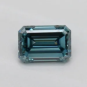 0.5ct EMERALD Fancy Vivid Greenish Blue VS2 Coloured Lab diamond