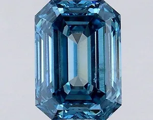 0.54ct EMERALD Fancy Vivid Blue VS2 Coloured Lab diamond