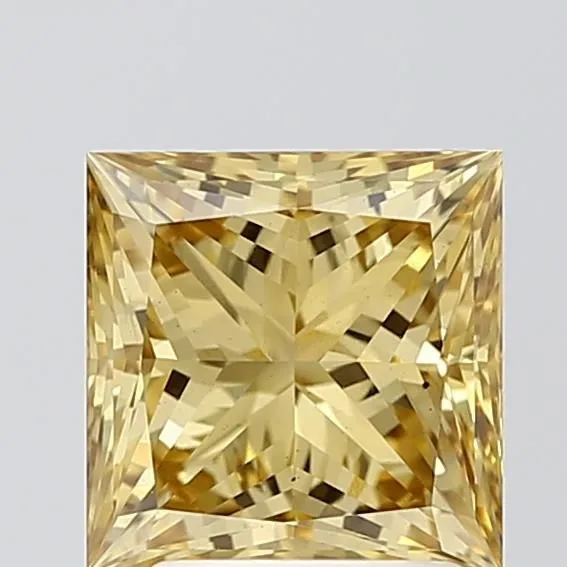 2.51ct PRINCESS Fancy Intense Yellow VS2 Coloured Lab diamond