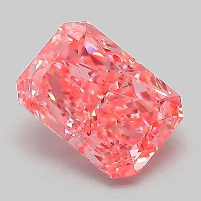 1.10ct RADIANT Fancy Vivid Pink VVS2 Coloured Lab diamond