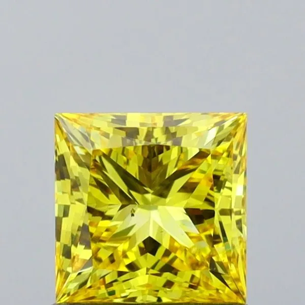 0.97ct PRINCESS Fancy Vivid Yellow VS2 Coloured Lab diamond