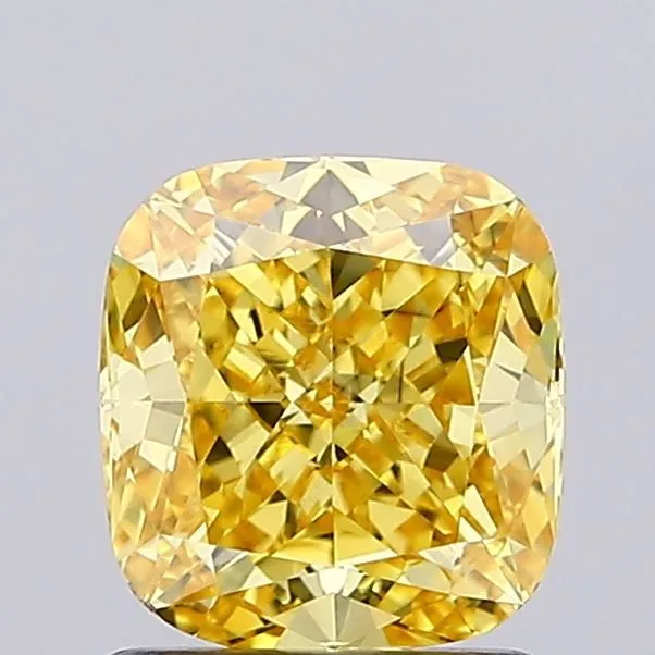 1.45ct CUSHION Fancy Vivid Yellow VVS2 Coloured Lab diamond