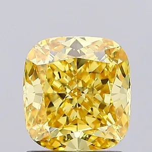 1.45ct CUSHION Fancy Vivid Yellow VVS2 Coloured Lab diamond
