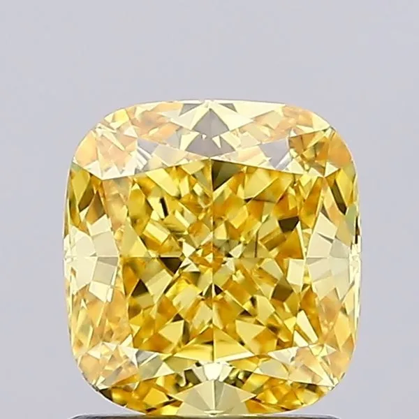 1.45ct CUSHION Fancy Vivid Yellow VVS2 Coloured Lab diamond