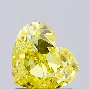 0.89ct HEART Fancy Vivid Yellow VVS2 Coloured Lab diamond