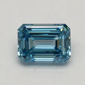 0.7ct EMERALD Fancy Vivid Blue VS2 Coloured Lab diamond