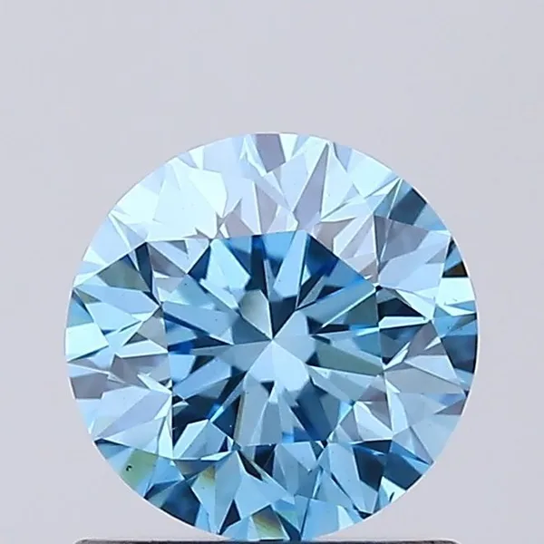 0.8ct ROUND Fancy Vivid Blue VS1 Coloured Lab diamond