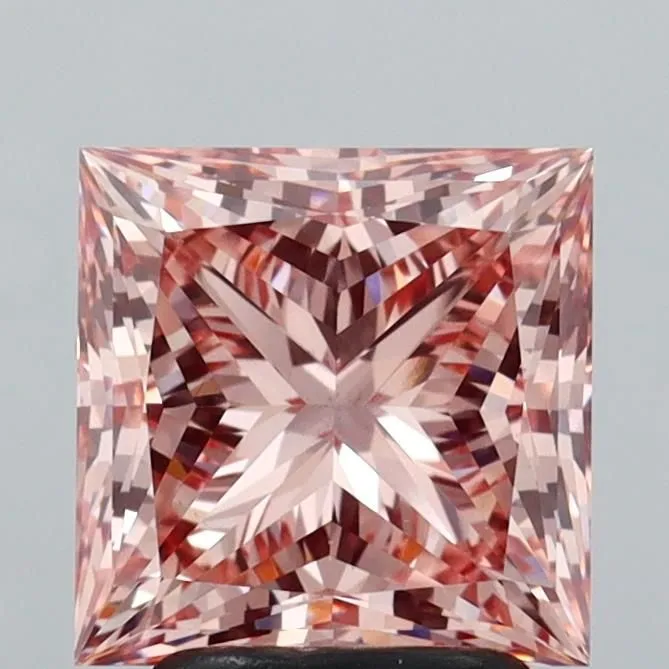 3.04ct PRINCESS Fancy Intense Brownish Pink VS1 Coloured Lab diamond
