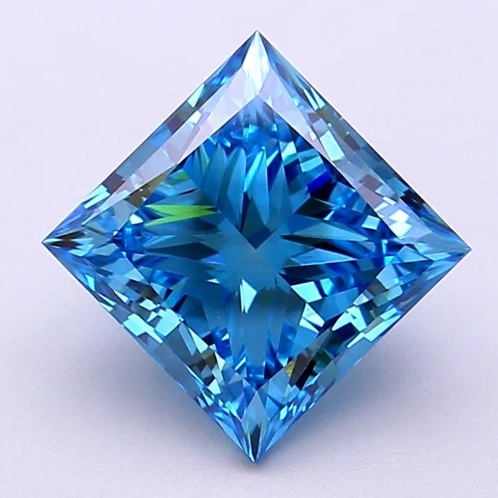 2.91ct PRINCESS Fancy Vivid Blue VS1 Coloured Lab diamond